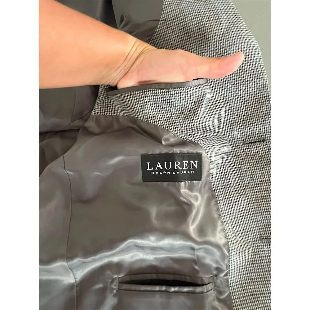 Ralph Lauren Men's Glen Plaid‎ Blazer Black 40R Two-Button Formal